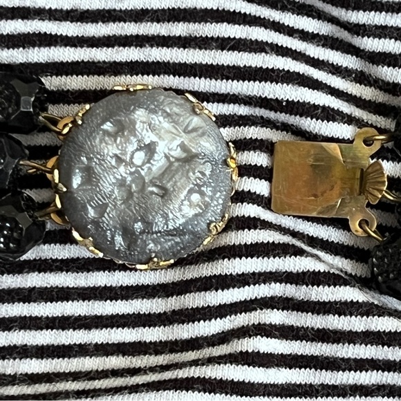 Necklace Earrings set West Germany berry beads black grey carnival parure - Picture 4 of 9